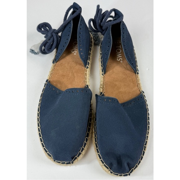 TOMS NWOB Womens Katalina Suede Lace Up Espadrille Flats Shoes Navy Blue Sz 7.5 - Picture 3 of 5